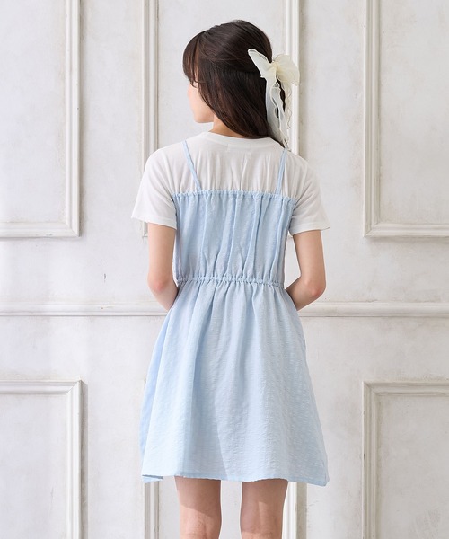 Amourire girl（アムリールガール）の「シャーリングデザイン Tシャツドッキングワンピース（ワンピース・キッズ・ブラック/サックスブルー・160cm/150cm/140cm/130cm）」の14枚目の写真