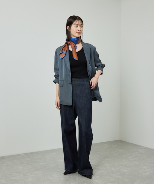 ROPE'（ロペ）の「ワイドリブラウンドネック スーパーメリノウール ニット/イージーケア（ニット/セーター・レディース・グレー/オフホワイト/ブラック・FREE）」の7枚目の写真