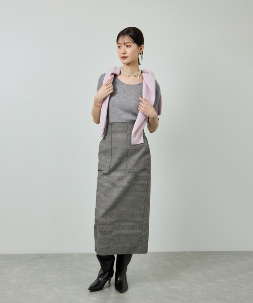 ROPE'（ロペ）の「ワイドリブラウンドネック スーパーメリノウール ニット/イージーケア（ニット/セーター・レディース・グレー/オフホワイト/ブラック・FREE）」の10枚目の写真