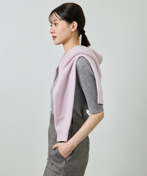 ROPE'（ロペ）の「ワイドリブラウンドネック スーパーメリノウール ニット/イージーケア（ニット/セーター・レディース・グレー/オフホワイト/ブラック・FREE）」の11枚目の写真