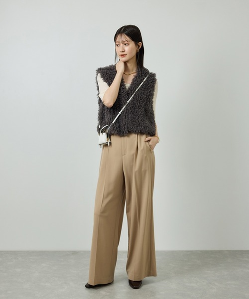 ROPE'（ロペ）の「ワイドリブラウンドネック スーパーメリノウール ニット/イージーケア（ニット/セーター・レディース・グレー/オフホワイト/ブラック・FREE）」の14枚目の写真