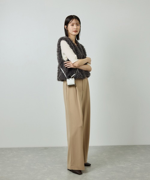 ROPE'（ロペ）の「ワイドリブラウンドネック スーパーメリノウール ニット/イージーケア（ニット/セーター・レディース・グレー/オフホワイト/ブラック・FREE）」の15枚目の写真