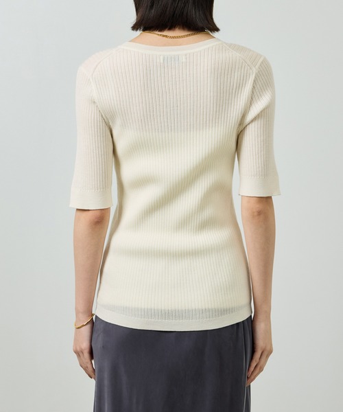 ROPE'（ロペ）の「ワイドリブラウンドネック スーパーメリノウール ニット/イージーケア（ニット/セーター・レディース・グレー/オフホワイト/ブラック・FREE）」の18枚目の写真