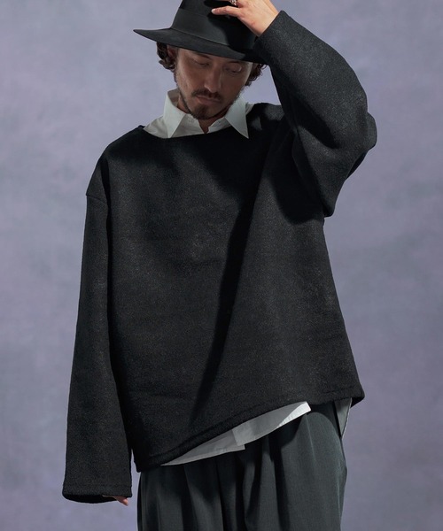 Jih Nunc(ジーヌンク)の「mlt5306-ボートネックルーズシルエット起毛カットソー(Tシャツ/カットソー・メンズ・グリーン/レッド/ブラウン/ブラック・L/M/S)」の6枚目の写真