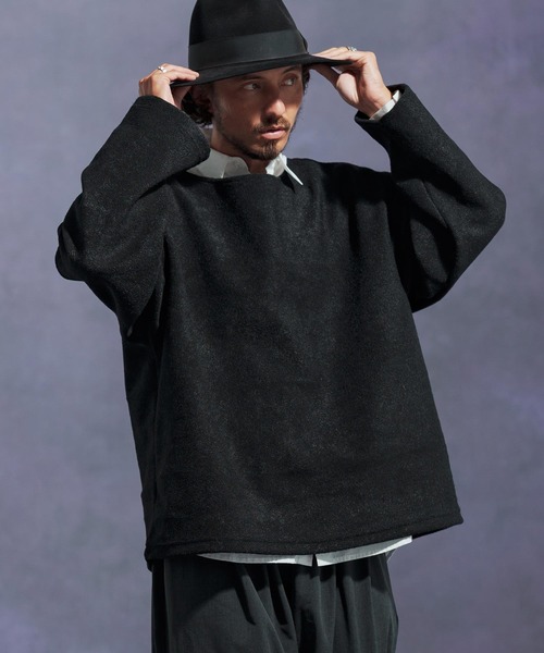 Jih Nunc(ジーヌンク)の「mlt5306-ボートネックルーズシルエット起毛カットソー(Tシャツ/カットソー・メンズ・グリーン/レッド/ブラウン/ブラック・L/M/S)」の7枚目の写真