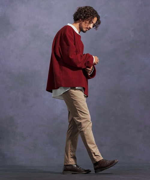 Jih Nunc(ジーヌンク)の「mlt5306-ボートネックルーズシルエット起毛カットソー(Tシャツ/カットソー・メンズ・グリーン/レッド/ブラウン/ブラック・L/M/S)」の19枚目の写真