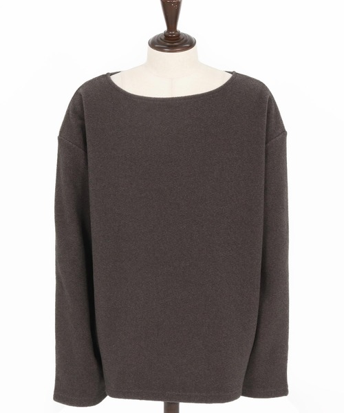 mlt5306-ボートネックルーズシルエット起毛カットソー（Tシャツ