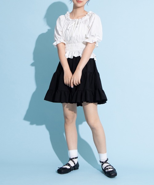 PUNYUS（プニュズ）の「2WAYオフショルダーブラウス（シャツ/ブラウス・レディース・ブラック/ホワイト・1/2/3/4）」の12枚目の写真