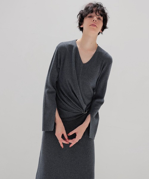 セール】cotton cashmere drape knit dress(コットンカシミヤ