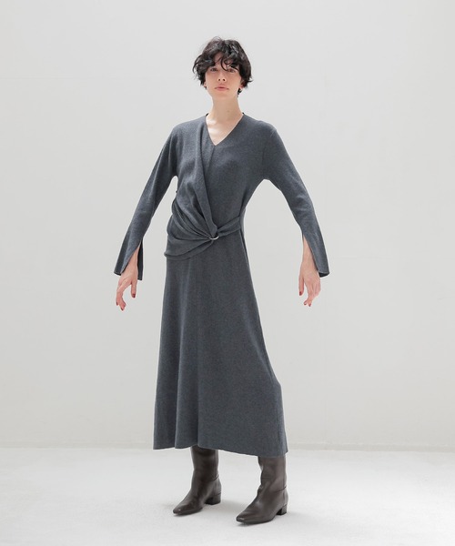 セール】cotton cashmere drape knit dress(コットンカシミヤ