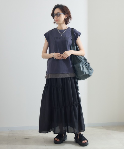 Paradise Picnic（パラダイスピクニック）の「cloche ランダム切替三段スカート（スカート・レディース・チャコールグレー/ブラック/グリーン・FREE）」の4枚目の写真