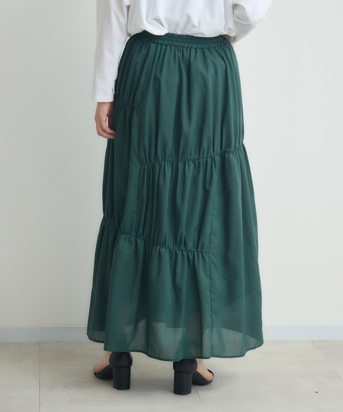 Paradise Picnic（パラダイスピクニック）の「cloche ランダム切替三段スカート（スカート・レディース・チャコールグレー/ブラック/グリーン・FREE）」の17枚目の写真