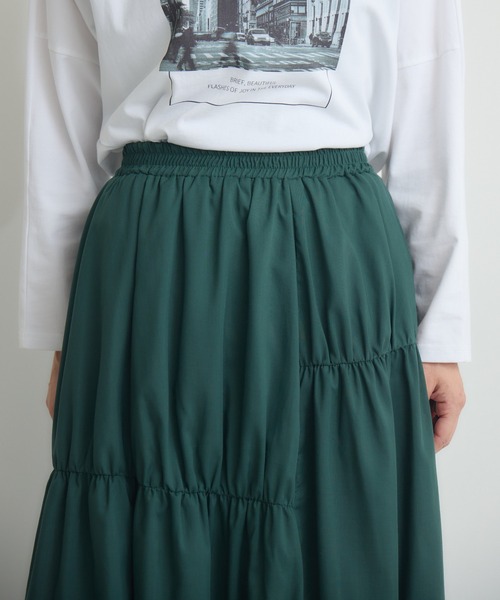 Paradise Picnic（パラダイスピクニック）の「cloche ランダム切替三段スカート（スカート・レディース・チャコールグレー/ブラック/グリーン・FREE）」の19枚目の写真
