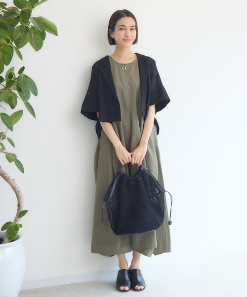 KATHARINE ROSS（キャサリンロス）の「【PILLINI/ピリーニ】メッシュコンパクトジャケット（テーラードジャケット・レディース・モカ/ブラック・MEDIUM）」の6枚目の写真