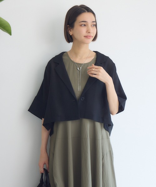 KATHARINE ROSS（キャサリンロス）の「【PILLINI/ピリーニ】メッシュコンパクトジャケット（テーラードジャケット・レディース・モカ/ブラック・MEDIUM）」の11枚目の写真