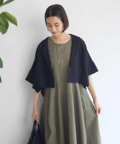 KATHARINE ROSS（キャサリンロス）の「【PILLINI/ピリーニ】メッシュコンパクトジャケット（テーラードジャケット・レディース・モカ/ブラック・MEDIUM）」の12枚目の写真