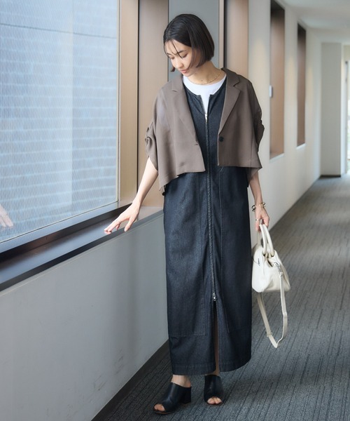 KATHARINE ROSS（キャサリンロス）の「【PILLINI/ピリーニ】メッシュコンパクトジャケット（テーラードジャケット・レディース・モカ/ブラック・MEDIUM）」の19枚目の写真