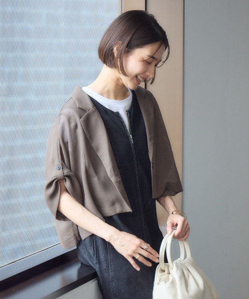 KATHARINE ROSS（キャサリンロス）の「【PILLINI/ピリーニ】メッシュコンパクトジャケット（テーラードジャケット・レディース・モカ/ブラック・MEDIUM）」の21枚目の写真