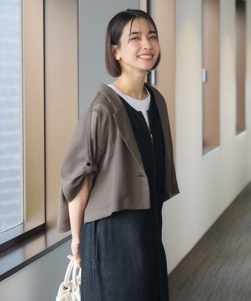 KATHARINE ROSS（キャサリンロス）の「【PILLINI/ピリーニ】メッシュコンパクトジャケット（テーラードジャケット・レディース・モカ/ブラック・MEDIUM）」の22枚目の写真