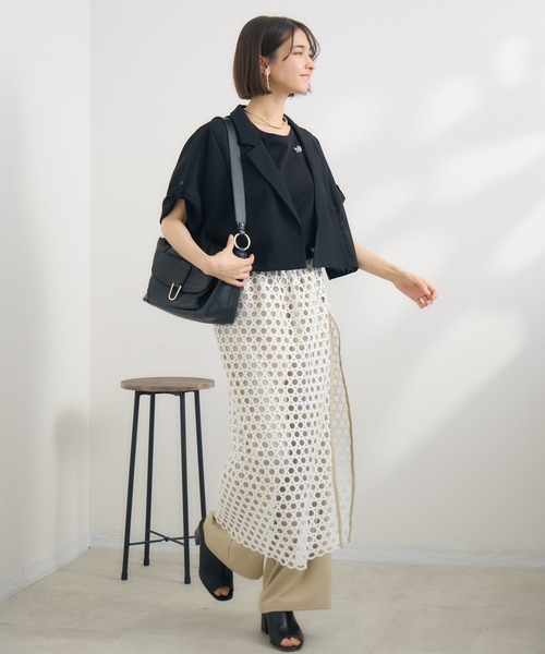 KATHARINE ROSS（キャサリンロス）の「【PILLINI/ピリーニ】メッシュコンパクトジャケット（テーラードジャケット・レディース・モカ/ブラック・MEDIUM）」の4枚目の写真