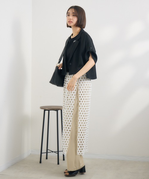 KATHARINE ROSS（キャサリンロス）の「【PILLINI/ピリーニ】メッシュコンパクトジャケット（テーラードジャケット・レディース・モカ/ブラック・MEDIUM）」の5枚目の写真