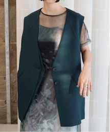 AMERI ブラック ストライプ ベスト 【Ameri VINTAGE】 VINTAGE LIKE JACQUARD OVER VEST