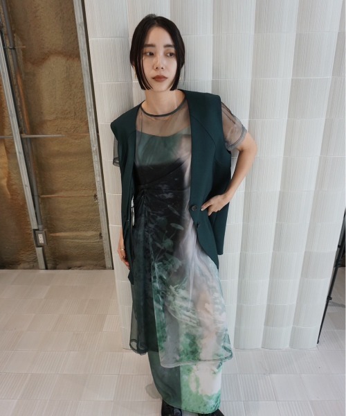 トップス Ameri DOUBLE LAYER LIKE CURVE VEST DOUBLE LAYER LIKE CURVE VEST