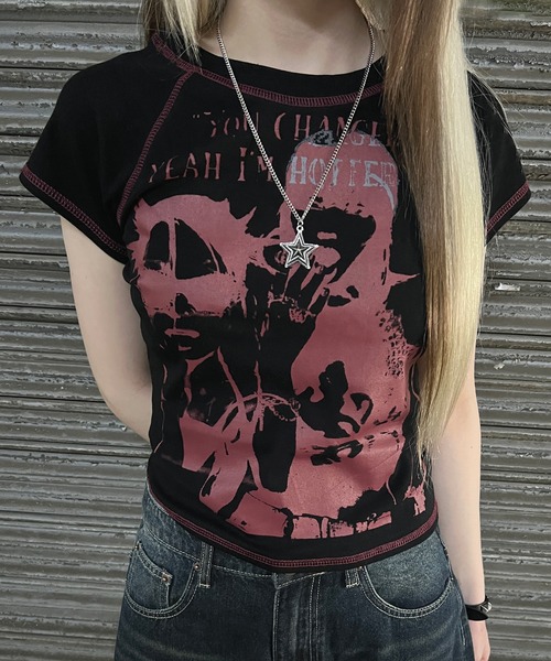 Figments（フィグメンツ）の「パンクプリントT（Tシャツ/カットソー・レディース・杢グレー/ブラック・FREE）」の10枚目の写真