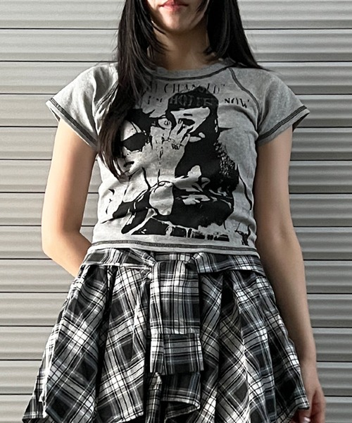 Figments（フィグメンツ）の「パンクプリントT（Tシャツ/カットソー・レディース・杢グレー/ブラック・FREE）」の12枚目の写真