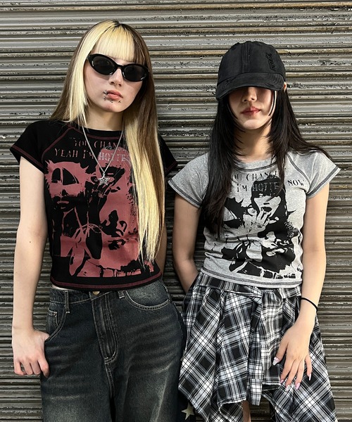 Figments（フィグメンツ）の「パンクプリントT（Tシャツ/カットソー・レディース・杢グレー/ブラック・FREE）」の16枚目の写真