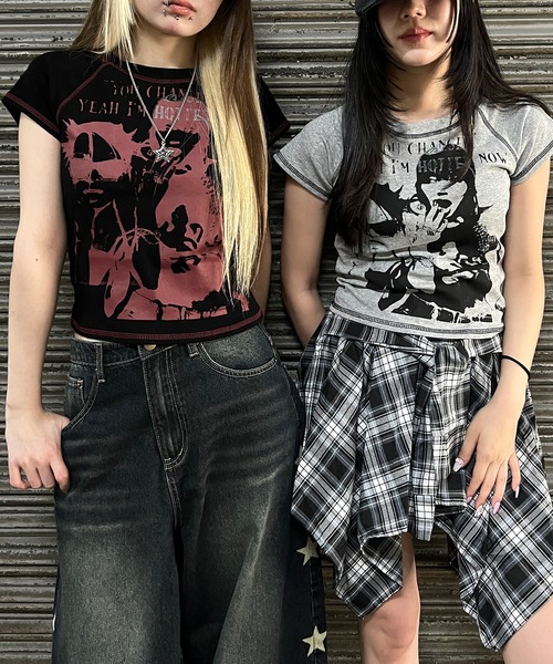 Figments（フィグメンツ）の「パンクプリントT（Tシャツ/カットソー・レディース・杢グレー/ブラック・FREE）」の17枚目の写真