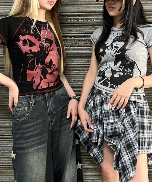 Figments（フィグメンツ）の「パンクプリントT（Tシャツ/カットソー・レディース・杢グレー/ブラック・FREE）」の18枚目の写真