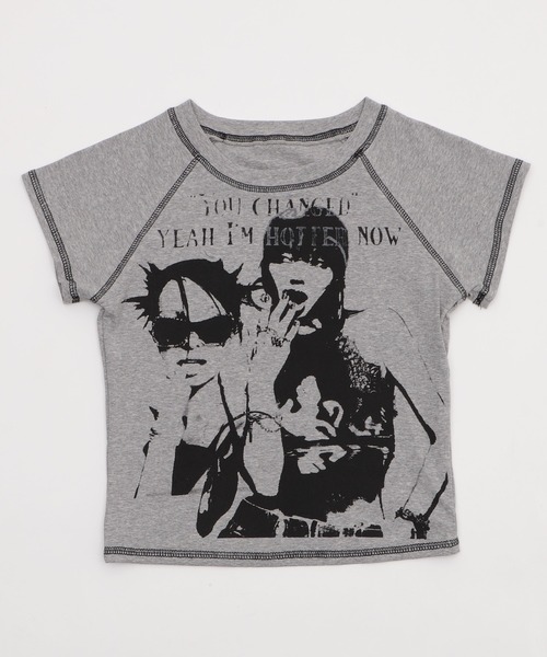 Figments（フィグメンツ）の「パンクプリントT（Tシャツ/カットソー・レディース・杢グレー/ブラック・FREE）」の5枚目の写真