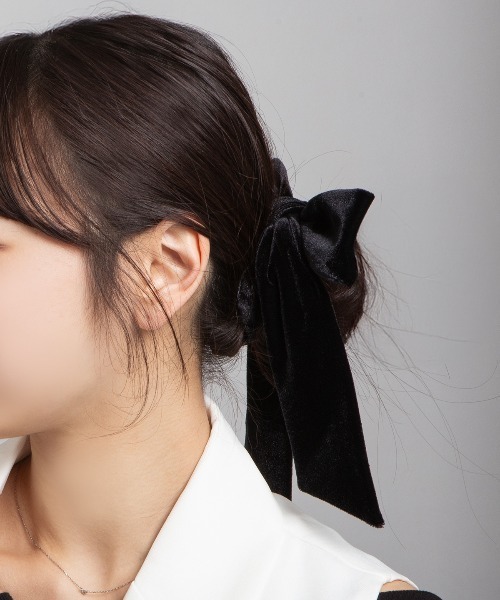 kirakiraShop（キラキラショップ）の「ベロア ロング リボン シュシュ（シュシュ・レディース・ブラウン/グレー/ブラック/ワイン・FREE）」の5枚目の写真