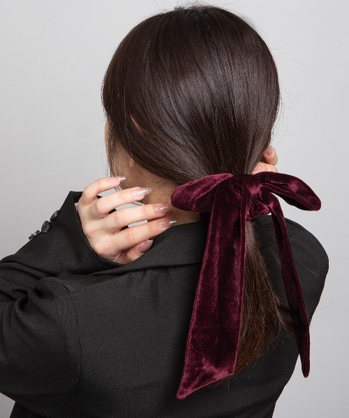 kirakiraShop（キラキラショップ）の「ベロア ロング リボン シュシュ（シュシュ・レディース・ブラウン/グレー/ブラック/ワイン・FREE）」の9枚目の写真
