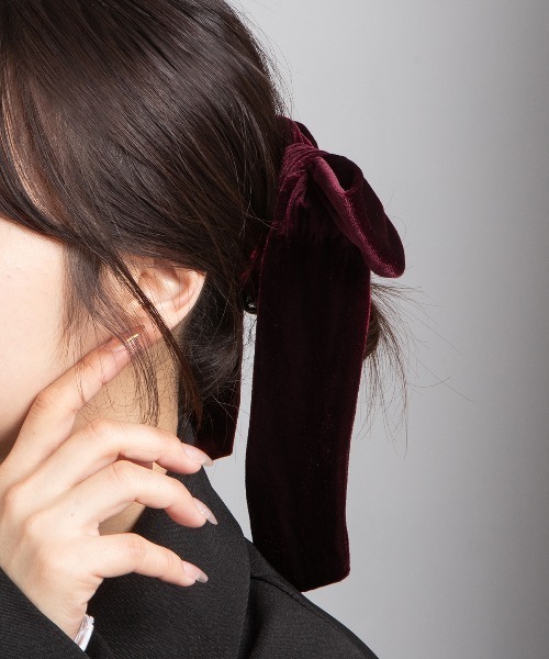 kirakiraShop（キラキラショップ）の「ベロア ロング リボン シュシュ（シュシュ・レディース・ブラウン/グレー/ブラック/ワイン・FREE）」の10枚目の写真