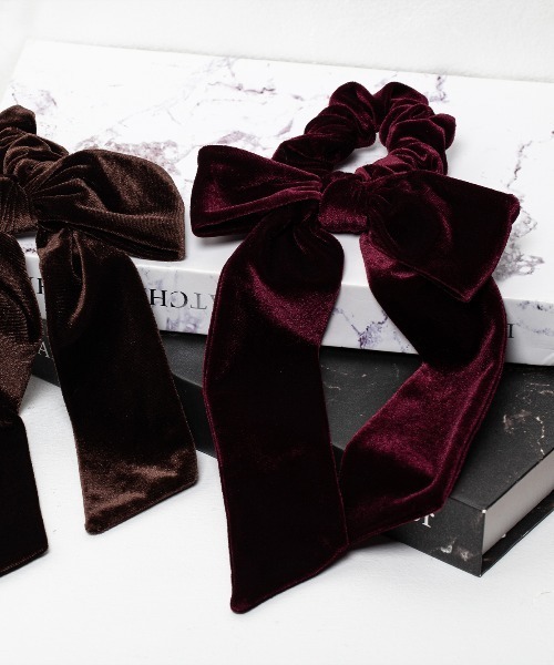 kirakiraShop（キラキラショップ）の「ベロア ロング リボン シュシュ（シュシュ・レディース・ブラウン/グレー/ブラック/ワイン・FREE）」の12枚目の写真