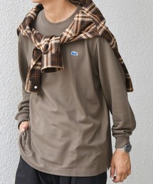 【SHIPS any別注】LACOSTE: ワンポイント ピケ クルーネック Tシャツ 25AW (ロンT)◇
