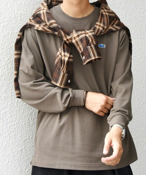 LACOSTE（ラコステ）の「【SHIPS any別注】LACOSTE: ワンポイント ピケ クルーネック Tシャツ 25AW (ロンT)◇（Tシャツ/カットソー・メンズ・ホワイト/カーキ/ネイビー・X-LARGE/LARGE/MEDIUM/SMALL/XX-LARGE）」の12枚目の写真