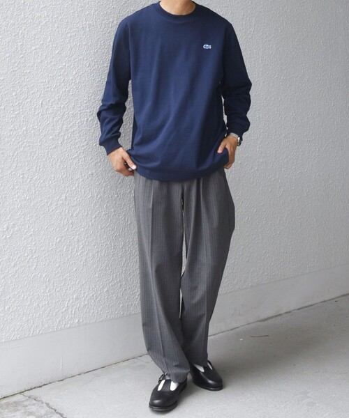 LACOSTE（ラコステ）の「【SHIPS any別注】LACOSTE: ワンポイント ピケ クルーネック Tシャツ 25AW (ロンT)◇（Tシャツ/カットソー・メンズ・ホワイト/カーキ/ネイビー・X-LARGE/LARGE/MEDIUM/SMALL/XX-LARGE）」の15枚目の写真
