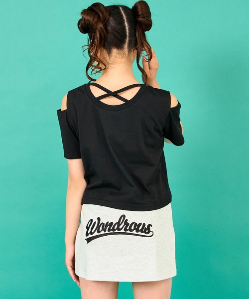 ANAP GiRL(アナップガール)の「バッククロス 肩アキ トップス(Tシャツ/カットソー・キッズ・ラベンダー/ホワイト/ブラック・M/S/XS)」の11枚目の写真