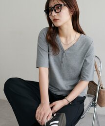 【WEB限定】リブヘンリープルオーバー5分袖