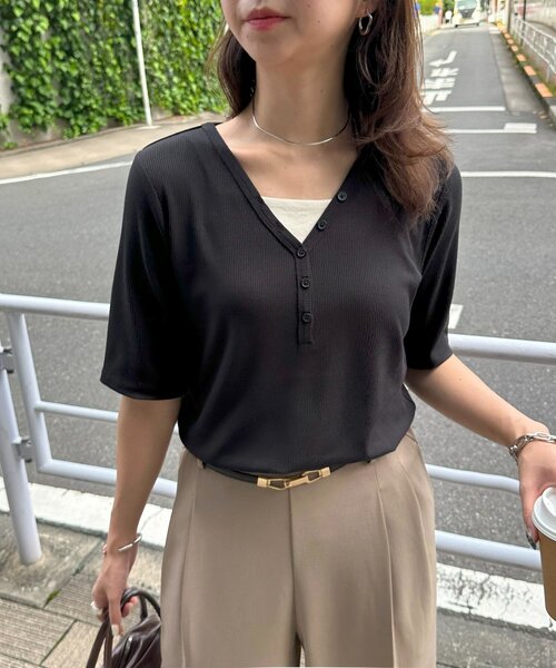 DISCOAT(ディスコート)の「【WEB限定】リブヘンリープルオーバー5分袖(Tシャツ/カットソー・レディース・ネイビー/グレー/ダークグレー/グリーン系その他/ブラウン/レッド/ブラック系その他/ブラック/アイボリー・FREE)」の17枚目の写真