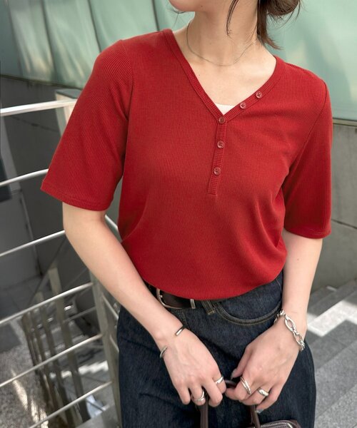 その他ブランド / 7分袖カットソー/--/--/RED セール】リブヘンリープルオーバー5分袖《WEB限定カラーあり》（T