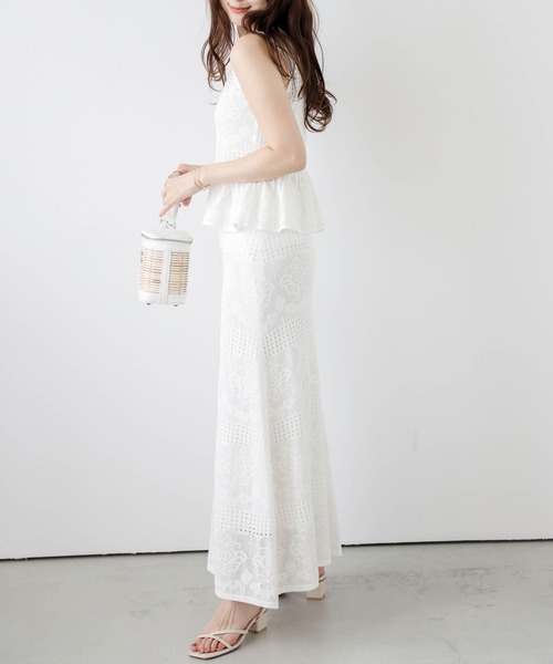 AMELY（エミリー）の「レースサマーニットセットアップ（セットアップ・レディース・モカ/ホワイト/ブラック・フリー）」の5枚目の写真