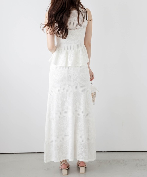 AMELY（エミリー）の「レースサマーニットセットアップ（セットアップ・レディース・モカ/ホワイト/ブラック・フリー）」の6枚目の写真