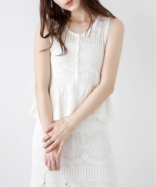 AMELY（エミリー）の「レースサマーニットセットアップ（セットアップ・レディース・モカ/ホワイト/ブラック・フリー）」の8枚目の写真