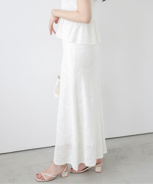 AMELY（エミリー）の「レースサマーニットセットアップ（セットアップ・レディース・モカ/ホワイト/ブラック・フリー）」の10枚目の写真