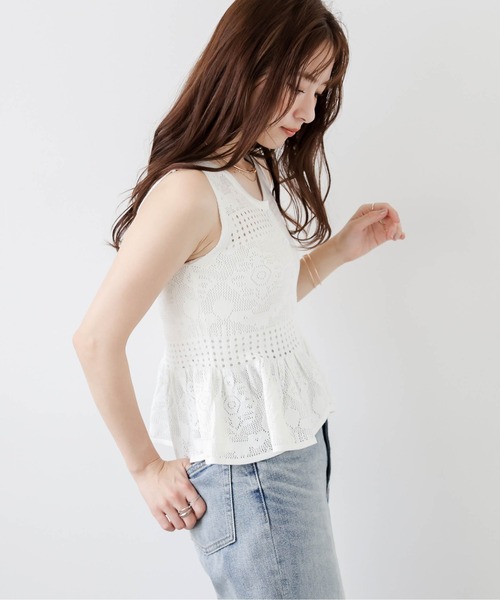 AMELY（エミリー）の「レースサマーニットセットアップ（セットアップ・レディース・モカ/ホワイト/ブラック・フリー）」の13枚目の写真