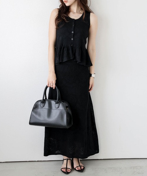 AMELY（エミリー）の「レースサマーニットセットアップ（セットアップ・レディース・モカ/ホワイト/ブラック・フリー）」の15枚目の写真